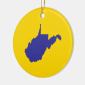 West Virginia Blauw en Goud Keramisch Ornament (Links)