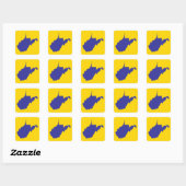 West Virginia Blauw en Goud Vierkante Sticker (Vel)