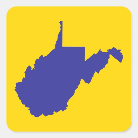 West Virginia Blauw en Goud Vierkante Sticker (Voorkant)