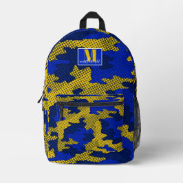 West Virginia Blue & Gold Camo Printed Bedrukte Rugzak
