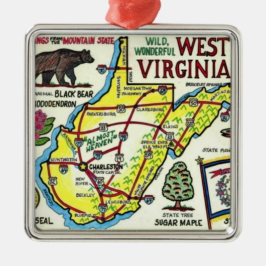 West Virginia  Briefkaart Metalen Ornament (Voorkant)