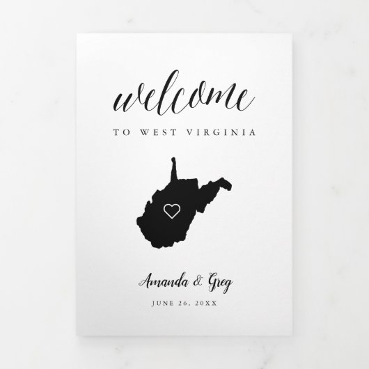 West Virginia Bruiloft Welkomstbrief & Reisprogram Drieluik Programma (Cover)