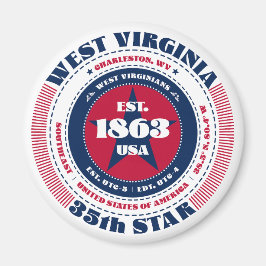West Virginia Circle Typography Souvenir Magnet