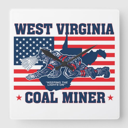 WEST VIRGINIA COAL MINER VIERKANTE KLOK (Voorkant)