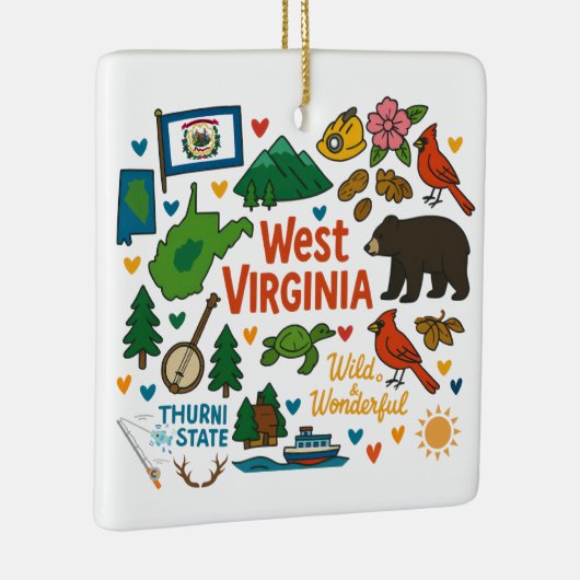 West Virginia Custom Family Trip Christmas Keramisch Ornament (Rechts)