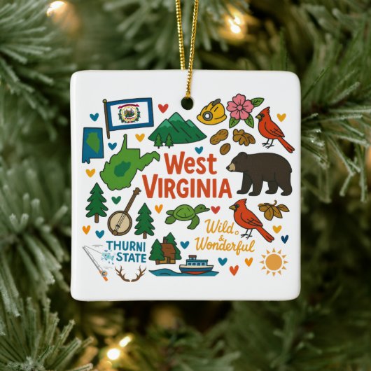 West Virginia Custom Family Trip Christmas Keramisch Ornament (Boom)