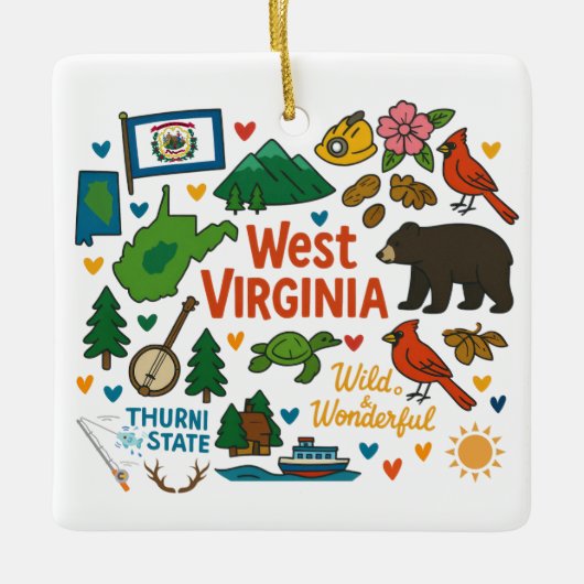 West Virginia Custom Family Trip Christmas Keramisch Ornament (Voorkant)