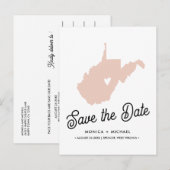 WEST VIRGINIA Destination Weduwen OM HET EVEN WELK Aankondigingskaart (Voorkant / Achterkant)