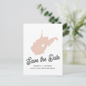 WEST VIRGINIA Destination Weduwen OM HET EVEN WELK Aankondigingskaart (Staand voorkant)