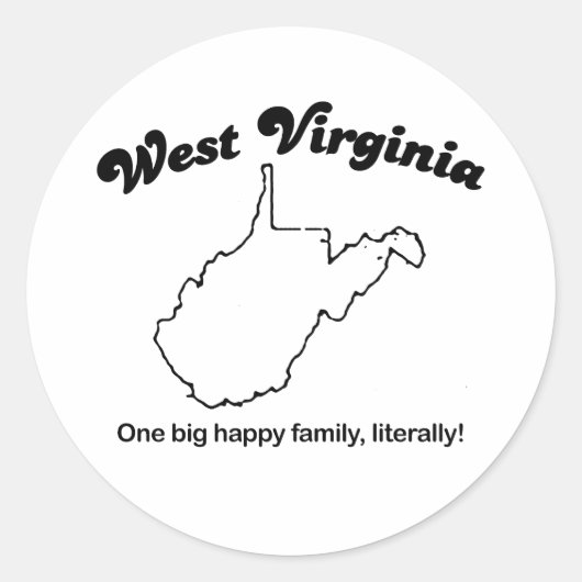West Virginia - Een grote familie letterlijk Ronde Sticker (Voorkant)