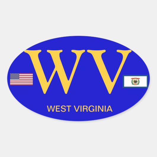 West Virginia* Europese stijl ovale Sticker (Voorkant)