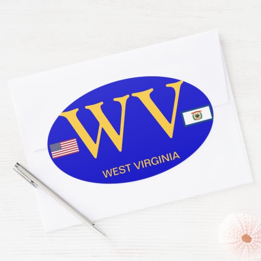 West Virginia* Europese stijl ovale Sticker (Envelop)
