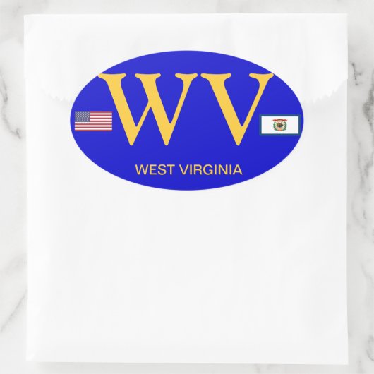West Virginia* Europese stijl ovale Sticker (Tas)