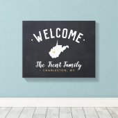 West Virginia Familie Monogram Welkomstbord Canvas Afdruk (Insitu (Houten vloer))