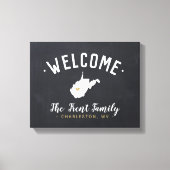 West Virginia Familie Monogram Welkomstbord Canvas Afdruk (Voorkant)