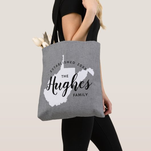 West Virginia Family Monogram State Canvas tas (Dichtbij)