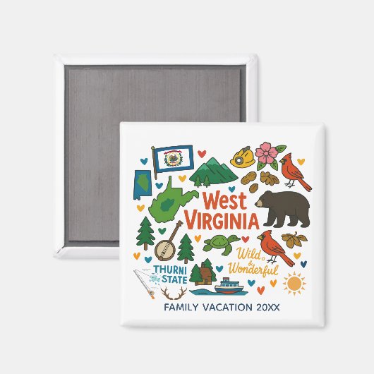 West Virginia Family Trip Keepsake Personalized Magneet (Voorkant / Achterkant)