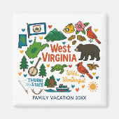 West Virginia Family Trip Keepsake Personalized Magneet (Voorkant)