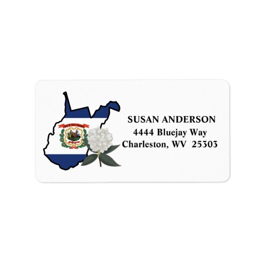 West Virginia Flag met de staatsvlag Rhododendron Etiket (Voorkant)