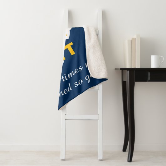 West Virginia Funny Sherpa Blanket Blue Deken (In situ)