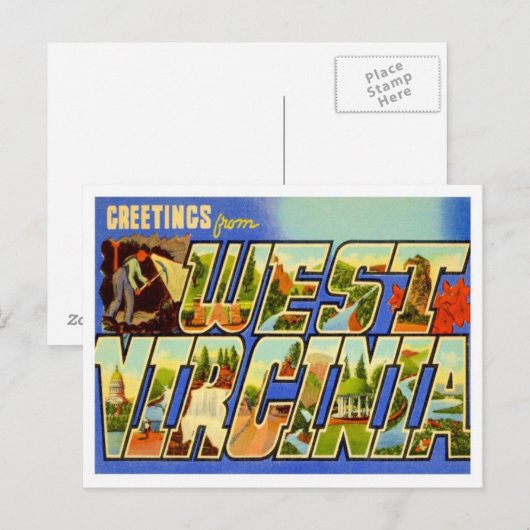 West Virginia Greetings uit de VS Briefkaart (Voorkant / Achterkant)