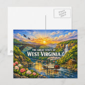 West Virginia Groet Ansichtkaart Briefkaart (Voorkant / Achterkant)