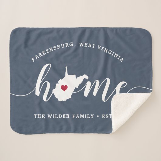 West Virginia Home State Personalized Sherpa Deken (Voorkant (horizontaal))