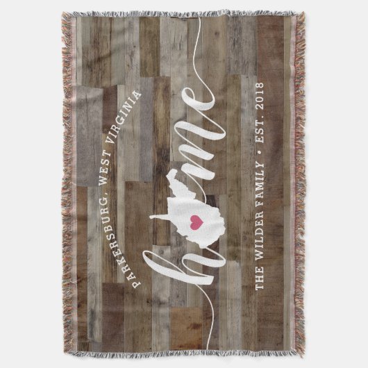 West Virginia Home State Personalized Wood look Deken (Voorkant Verticaal)