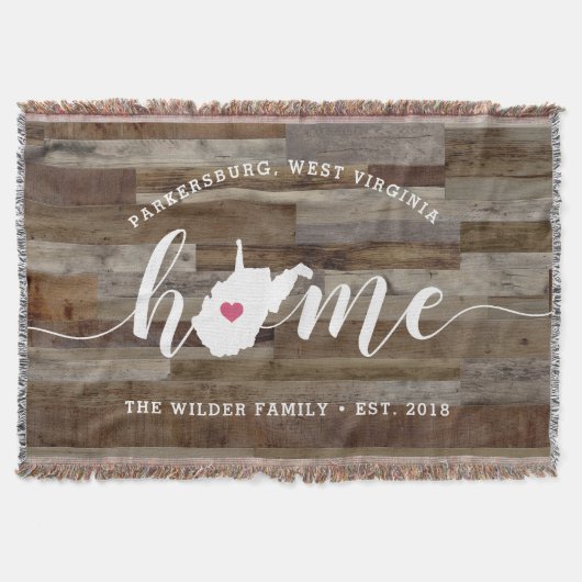 West Virginia Home State Personalized Wood look Deken (Voorkant)