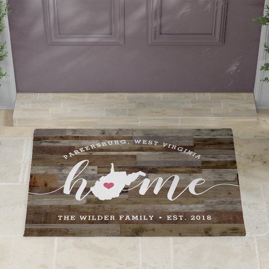 West Virginia Home State Personalized Wood look Deurmat