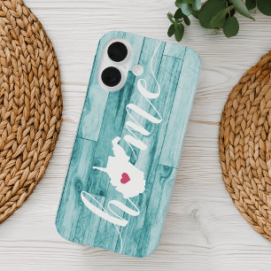 West Virginia Home State Turquoise Wood Look iPhone 16 Hoesje