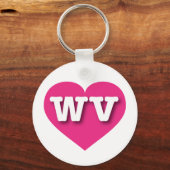 West Virginia Hot Pink Heart - Big Love Sleutelhanger (Voorkant)