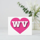 West Virginia Hot Pink Heart - Ik hou van WV Briefkaart (Staand voorkant)