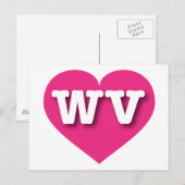 West Virginia Hot Pink Heart - Ik hou van WV Briefkaart (Voorkant / Achterkant)