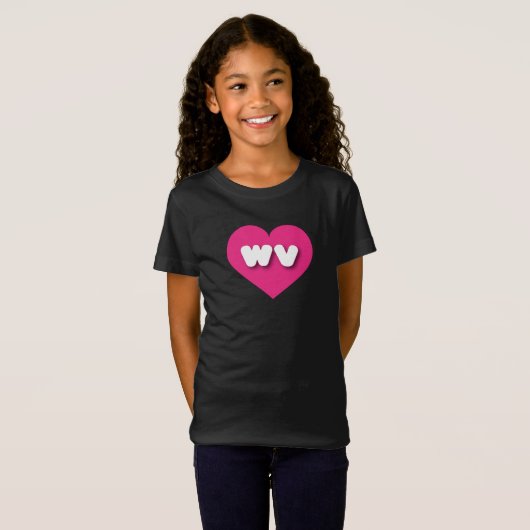 West Virginia hot roze hart - Ik hou van wv T-shirt (Voorkant volledig)