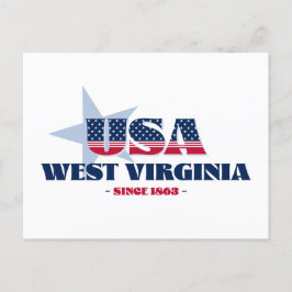 West Virginia in rood, wit en blauw Briefkaart