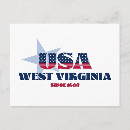 West Virginia in rood, wit en blauw Briefkaart (Voorkant)