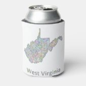 West Virginia kaart Blikjeskoeler (Blikje Achterkant)