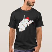 West Virginia Kaart Kerstmis met Santa Hat T-shirt (Voorkant)