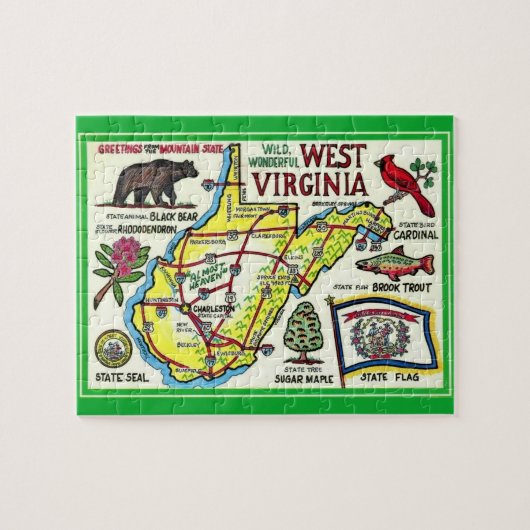 West Virginia  kaart puzzel (Horizontaal)