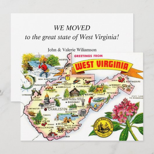 West Virginia Kaart Verhuisbericht (Voorkant / Achterkant)