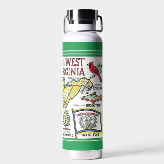West Virginia  kaart Waterfles (Achterkant)