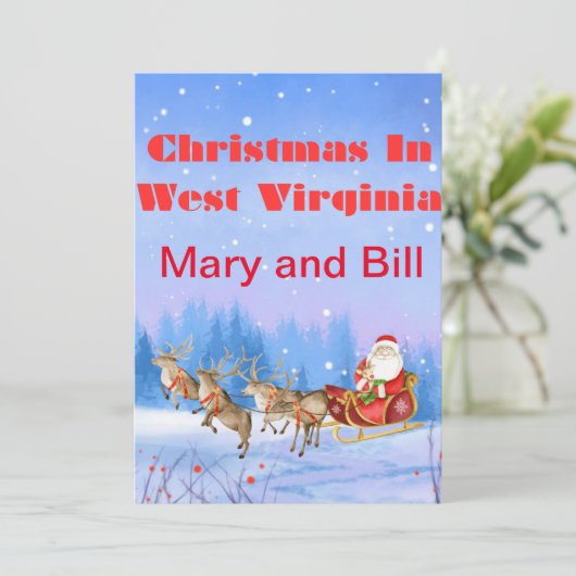 West Virginia kerstkaart aanpasbaar (Staand voorkant)