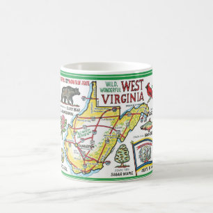 West Virginia Kleurrijke Vintage Kaart Mok