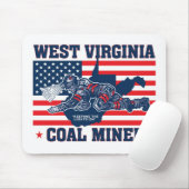 WEST VIRGINIA KOAL MINER RED WHITE EN BLUE MUISMAT (Met muis)