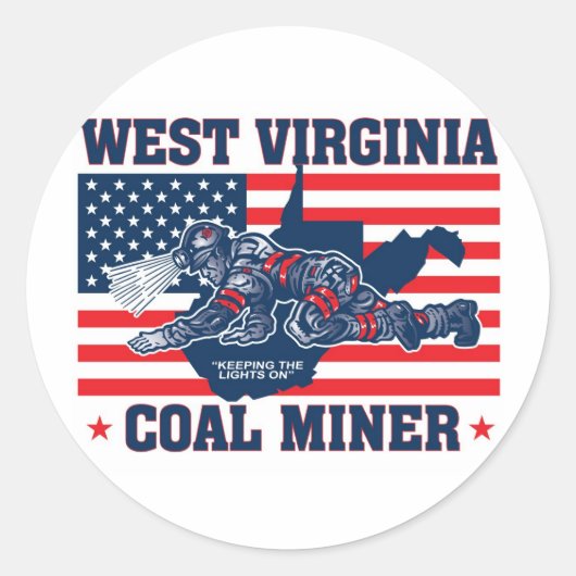 WEST VIRGINIA KOAL MINER RED WHITE EN BLUE RONDE STICKER (Voorkant)