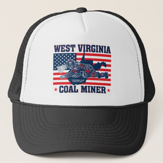 WEST VIRGINIA KOAL MINER RED WHITE EN BLUE TRUCKER PET (Voorkant)