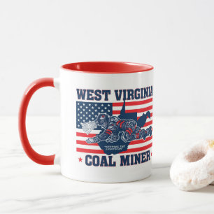 WEST VIRGINIA-KOLENMINEWERKER rood, wit en blauw Mok