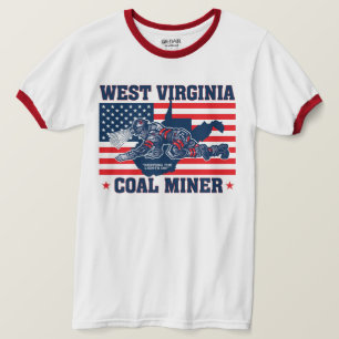 WEST VIRGINIA-KOLENMINEWERKER rood, wit en blauw T-shirt