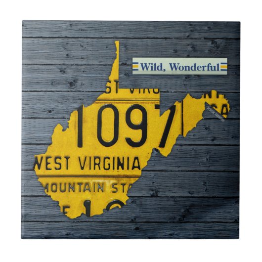 West Virginia License Bord Map Ceramic Tile Tegeltje (Voorkant)